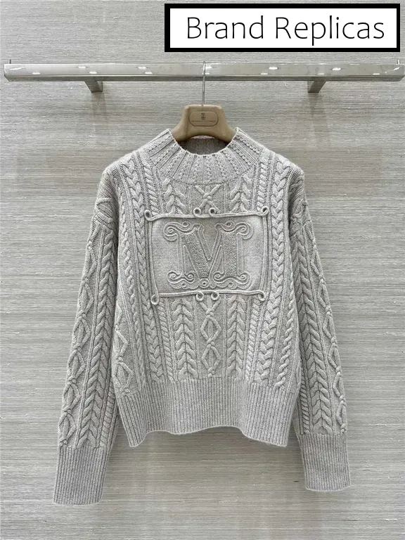 Max Mara Grey Cable Cashmere Sweater